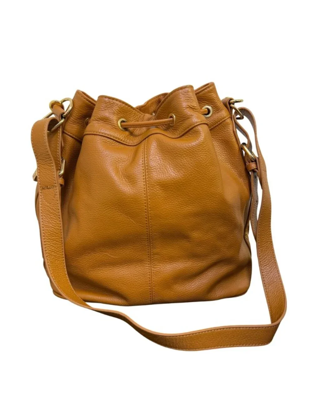 Ora Delphine Brown Leather Shoulder Bag With Gold Hardware